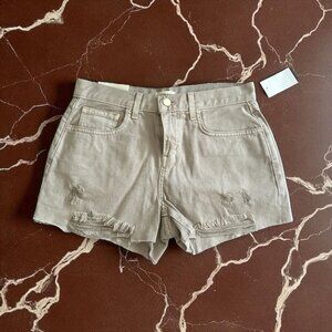 L'AGENCE Audrey Beige Mid Rise Denim Shorts Size 26 NEW NWT